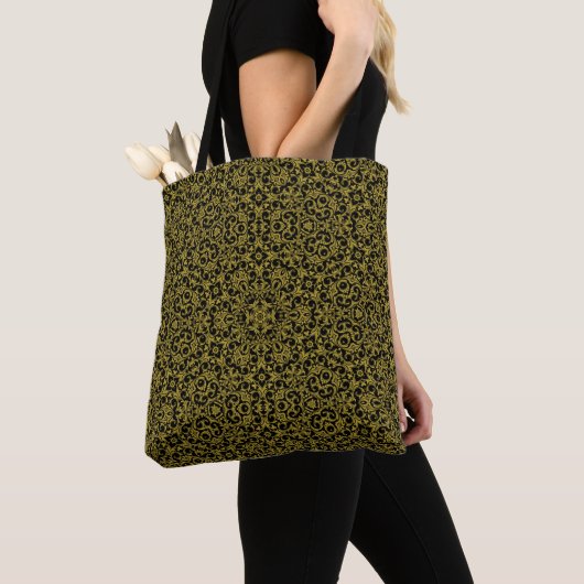 Geel  patroon op de tote bag (Dichtbij)