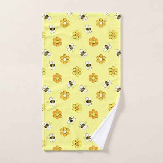 Geel patroon van de Retro Honey Bee Pattern Bad Handdoek (Handdoek)