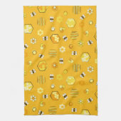 Geel patroon van de Retro Honey Bee Pattern Theedoek (Verticaal)