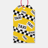 Geel patroon van het schaakbord van de taxichauffe cadeaulabel (Voorkant)