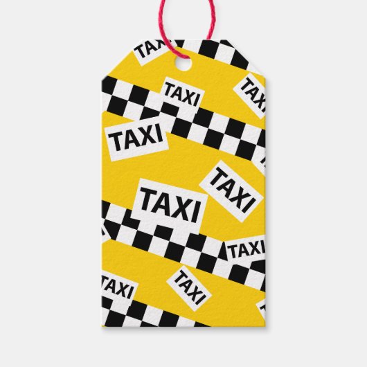 Geel patroon van het schaakbord van de taxichauffe cadeaulabel (Voorkant)