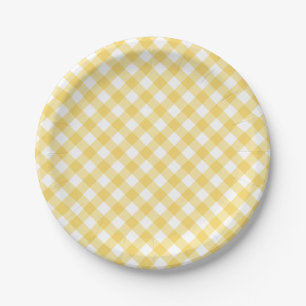 Geel patroonpatroon Gingham Papieren Bordje