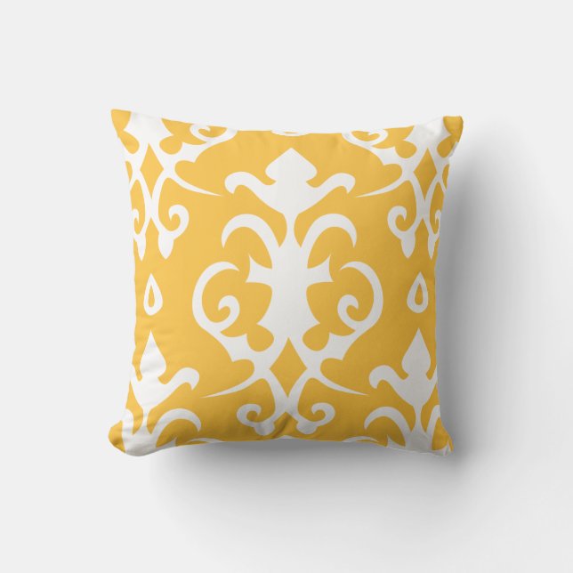 Geel  Pattern Damask Pillow Kussen (Voorkant)