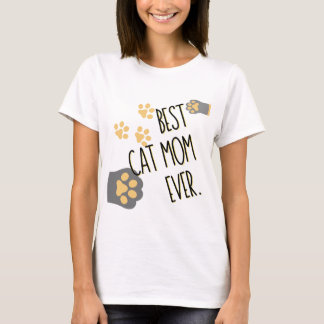 Geel Paw Patroon Beste Kat Moeder Ooit T-shirt