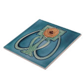 Geel Peony Blue Decor Art Nouveau Art Deco Tegeltje (Zijkant)