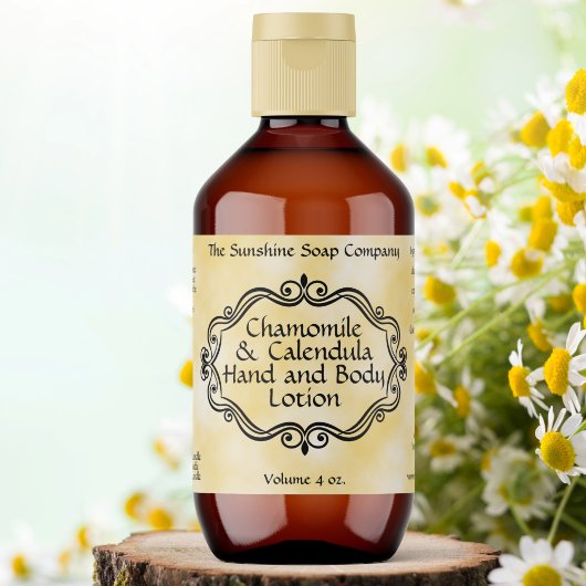 Geel perkament vintage frame cosmetisch label