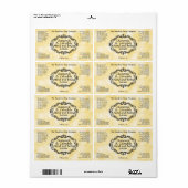 Geel perkament vintage frame cosmetisch label (Full Sheet)