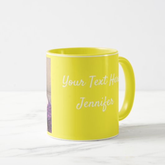 Geel personaliseer FOTO-TEMPLATE Gift Coffee-Mok Mok (Voorkant rechts)