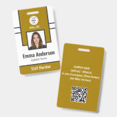 Geel | Personeelsfoto ID Bedrijfsbeveiliging Badge (Voor- en achterkant)