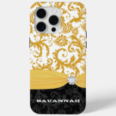 Geel - Persoonlijk Faux Rhinestone Damask iPhone Case-Mate iPhone Case (Achterkant)
