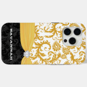 Geel - Persoonlijk Faux Rhinestone Damask iPhone Case-Mate iPhone Case (Achterkant (horizontaal))