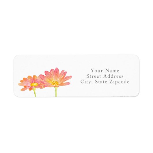 Geel perzink Waterverf Daisies Etiket (Voorkant)