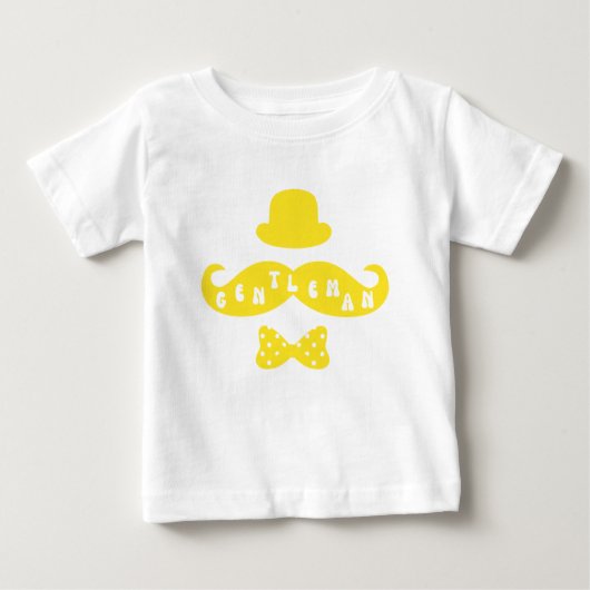 Geel Pet Mustache Casual Baby Boy T-Shirt (Voorkant)