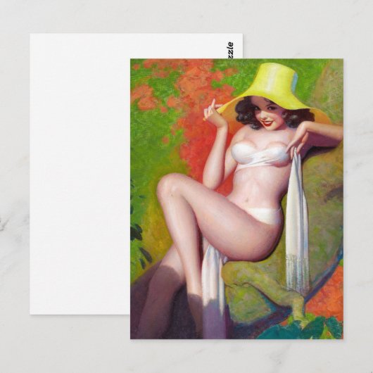 Geel Pet omhoog Briefkaart (Voorkant / Achterkant)