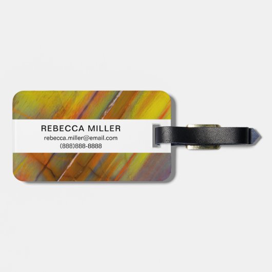 Geel Petrified Wood Bagagelabel (Achterkant horizontaal)