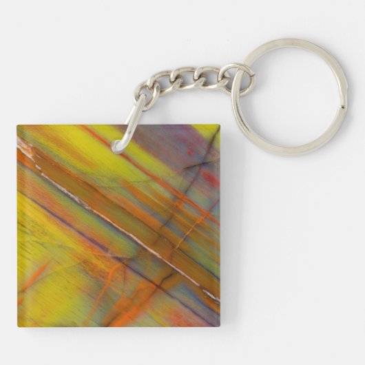 Geel Petrified Wood Sleutelhanger (Achterkant)