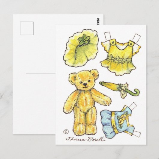 Geel petunia Teddy Bear Paper Briefkaart (Voorkant / Achterkant)