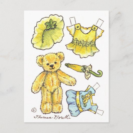 Geel petunia Teddy Bear Paper Briefkaart (Voorkant)
