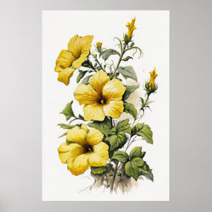 Geel Petunias Bloemenkunst Print Poster