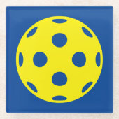 Geel pickleball design glas drink onderzetter glazen onderzetter (Voorkant)