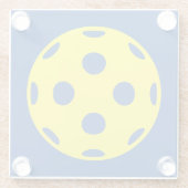Geel pickleball design glas drink onderzetter glazen onderzetter (Achterkant)