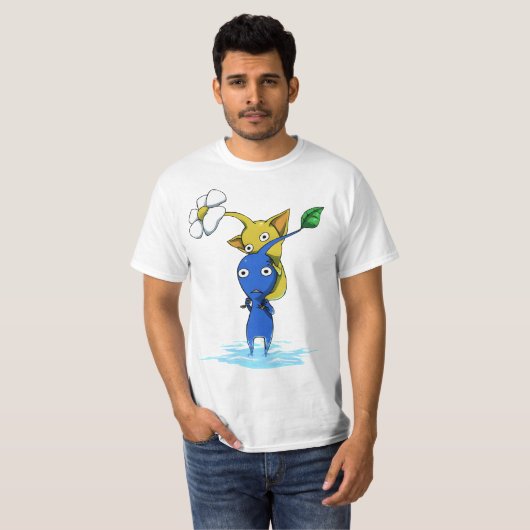 geel pikmin, blauw pikmin t-shirt (Voorkant volledig)