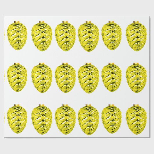 Geel Pinecones inpakpapier (Vlak)
