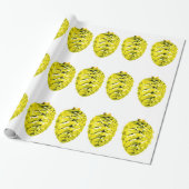 Geel Pinecones inpakpapier (Uitgerold)