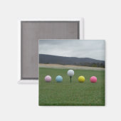GEEL, PINK, BLAUW EN WITTE Golfkogels Magneet (Voorkant / Achterkant)