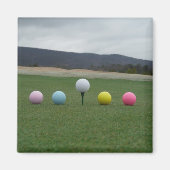 GEEL, PINK, BLAUW EN WITTE Golfkogels Magneet (Voorkant)