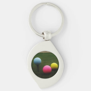 GEEL, PINK EN BLAUWE Golfvallen Sleutelhanger