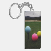 GEEL, PINK EN BLAUWE Golfvallen Sleutelhanger (Voorkant Links)