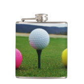 GEEL, PINK EN WITTE Golf Balls Heupfles (Voorkant)