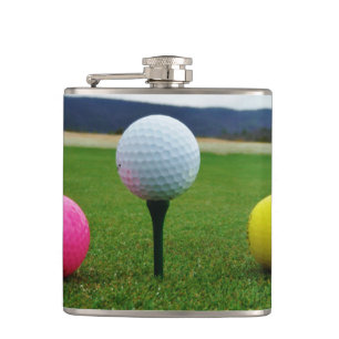 GEEL, PINK EN WITTE Golf Balls Heupfles