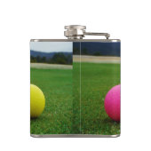 GEEL, PINK EN WITTE Golf Balls Heupfles (Achterkant)