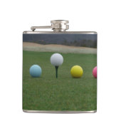 GEEL, PINK EN WITTE Golf Balls Heupfles (Voorkant)