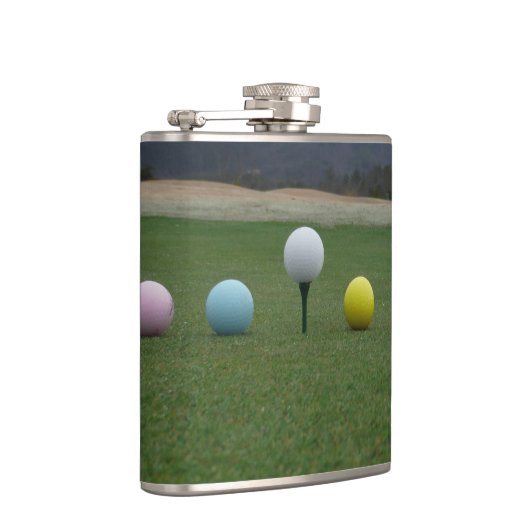GEEL, PINK EN WITTE Golf Balls Heupfles (Rechts)