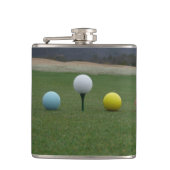 GEEL, PINK EN WITTE Golf Balls Heupfles (Voorkant)