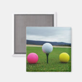 GEEL, PINK EN WITTE Golf Balls Magneet (Voorkant / Achterkant)