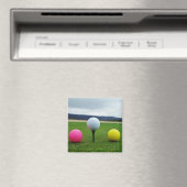 GEEL, PINK EN WITTE Golf Balls Magneet (Insitu (Vaatwasser))