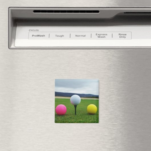 GEEL, PINK EN WITTE Golf Balls Magneet (Insitu (Vaatwasser))