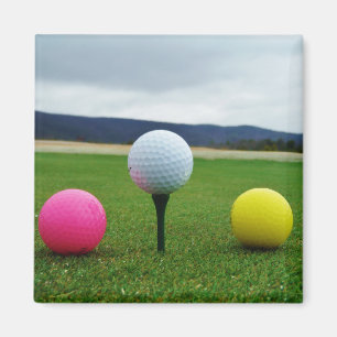 GEEL, PINK EN WITTE Golf Balls Magneet