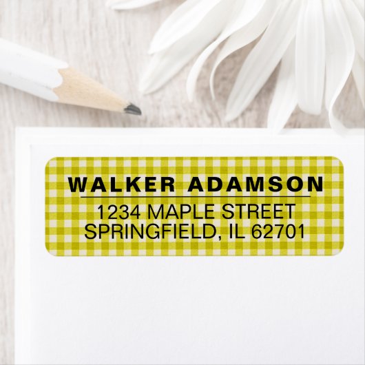 Geel Plaid Controleer naam Retouradres Labels (Insitu)