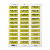 Geel Plaid Controleer naam Retouradres Labels (Full Sheet)