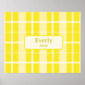 Geel Plaid Custom Baby Naam kwekerij Print Poster (Voorkant)