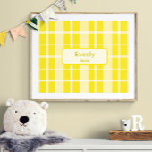 Geel Plaid Custom Baby Naam kwekerij Print Poster