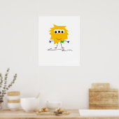 Geel pluizig monster poster (Keuken)