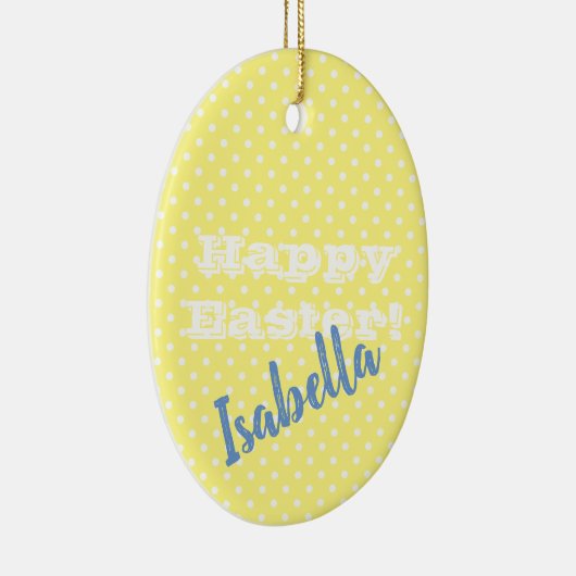  geel pokaDot HappyPasen Keramisch Ornament (Rechts)