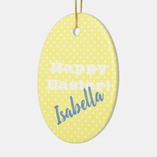  geel pokaDot HappyPasen Keramisch Ornament (Links)