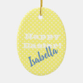  geel pokaDot HappyPasen Keramisch Ornament (Voorkant)